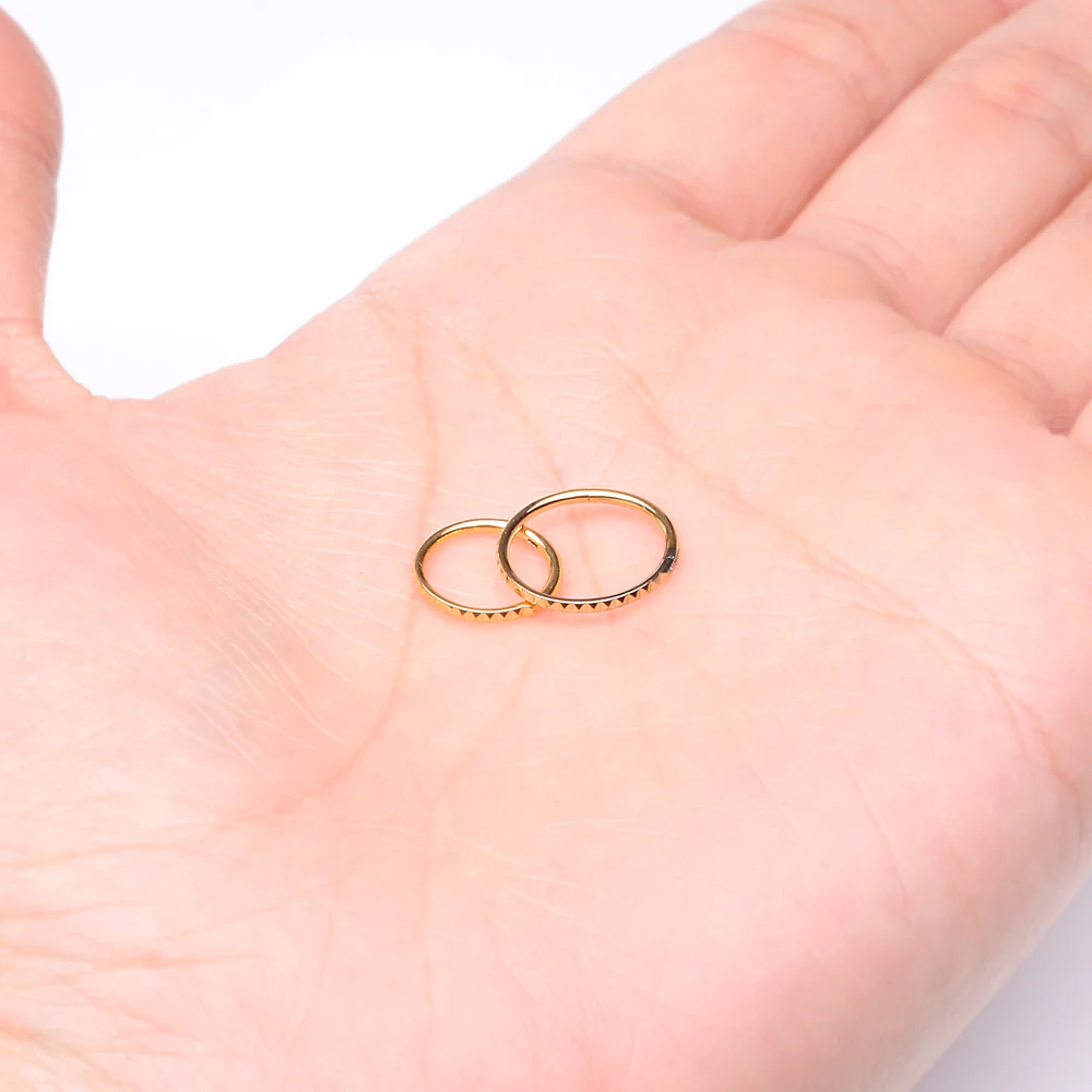 Pure24K Implant Grade Titanium Pyramid Studded Geometric Seamless Clicker Hoop Ring - Image 4
