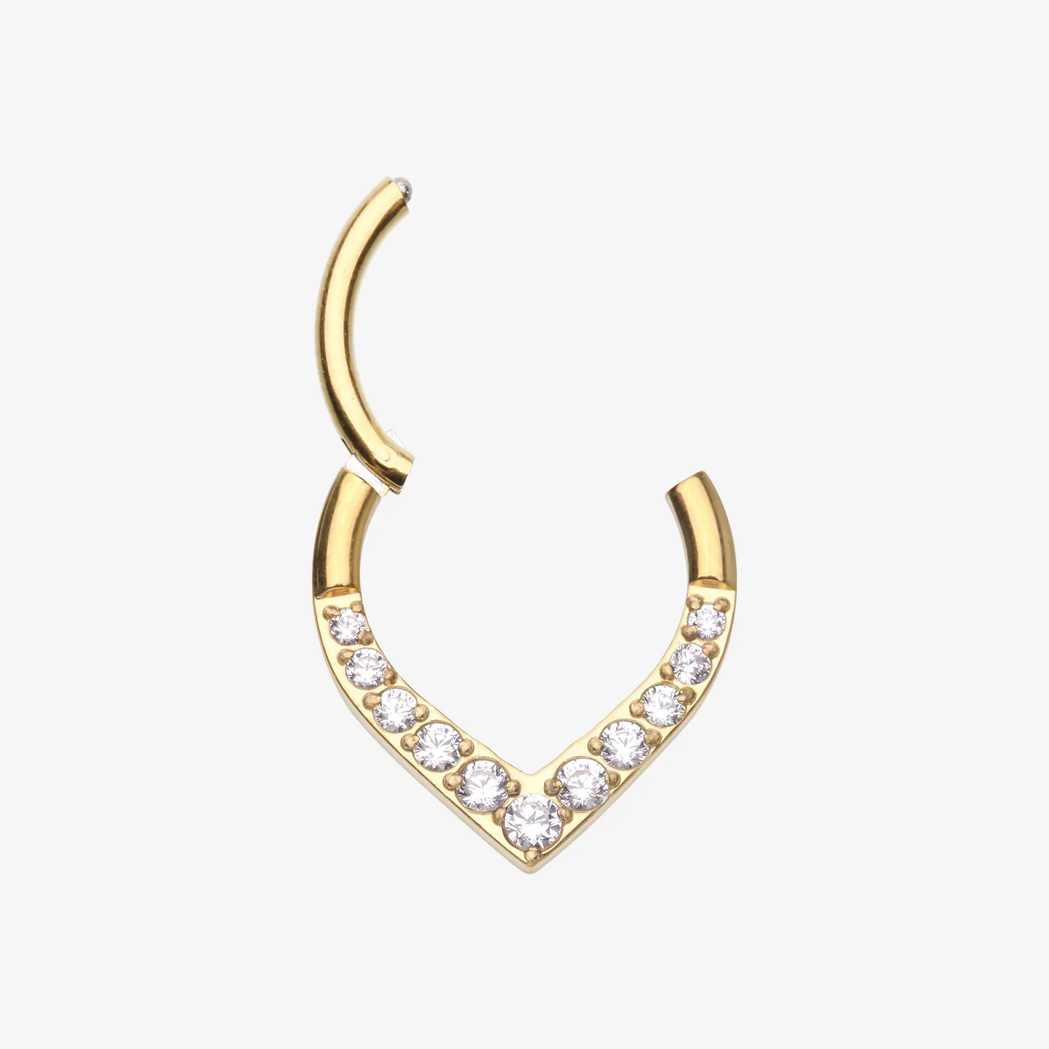 Pure24K Implant Grade Titanium Sparkle Chevron Teardrop Clicker Hoop Ring - Image 2