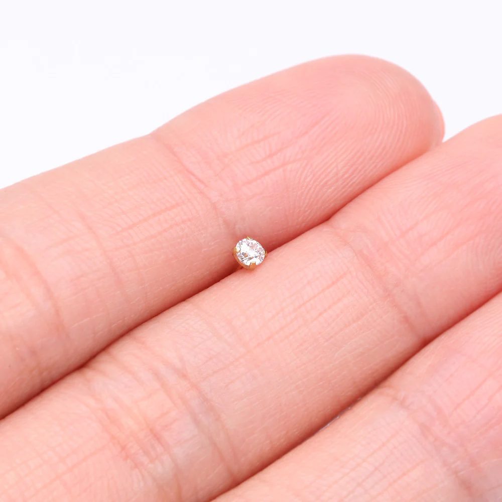 Pure24K Implant Grade Titanium OneFit Threadless Diamond CZ Prong Set Birthstone Gem Top Part - Image 3