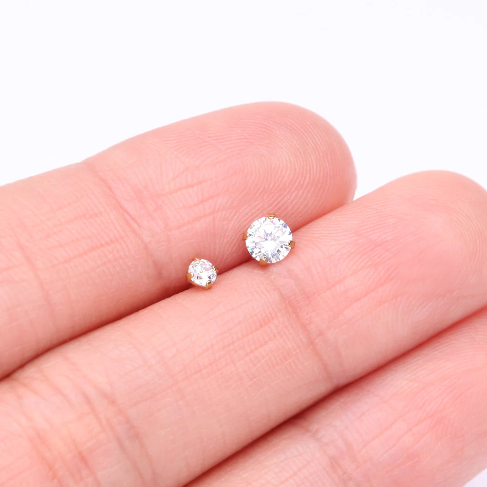 Pure24K Implant Grade Titanium OneFit Threadless Diamond CZ Prong Set Birthstone Gem Top Part - Image 4