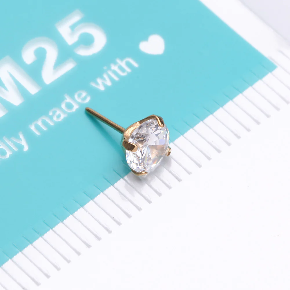 Pure24K Implant Grade Titanium OneFit Threadless Diamond CZ Prong Set Birthstone Gem Top Part - Image 5