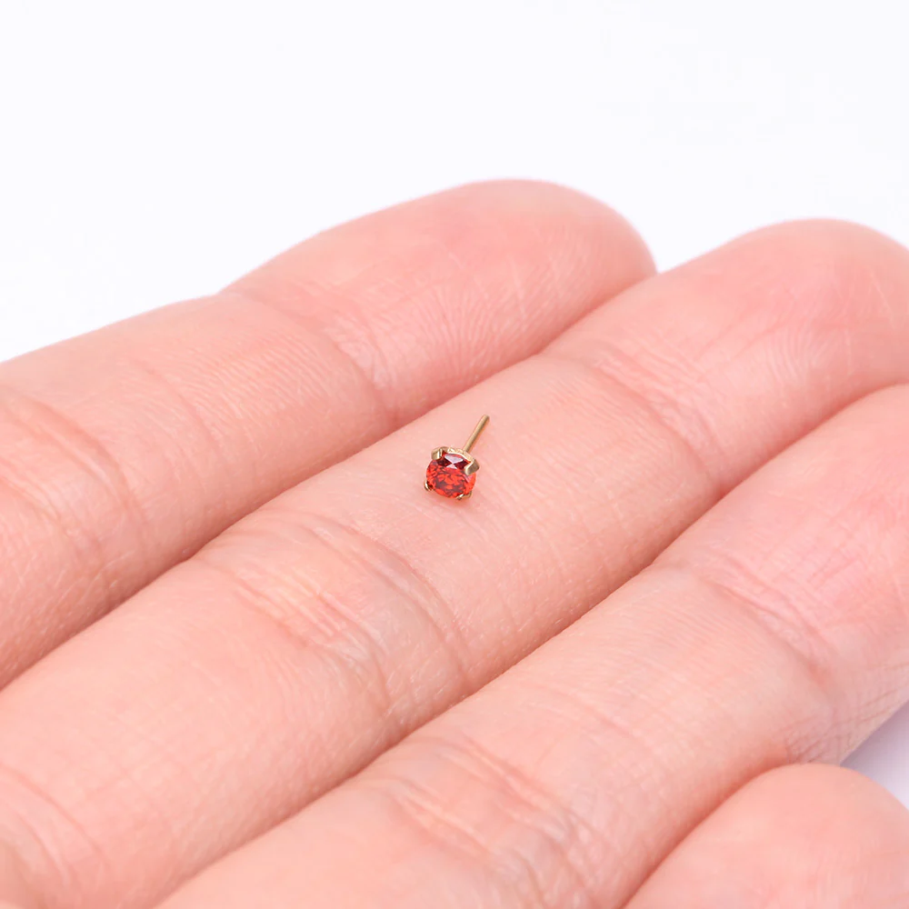 Pure24K Implant Grade Titanium OneFit Threadless Garnet CZ Prong Set Birthstone Gem Top Part - Image 3