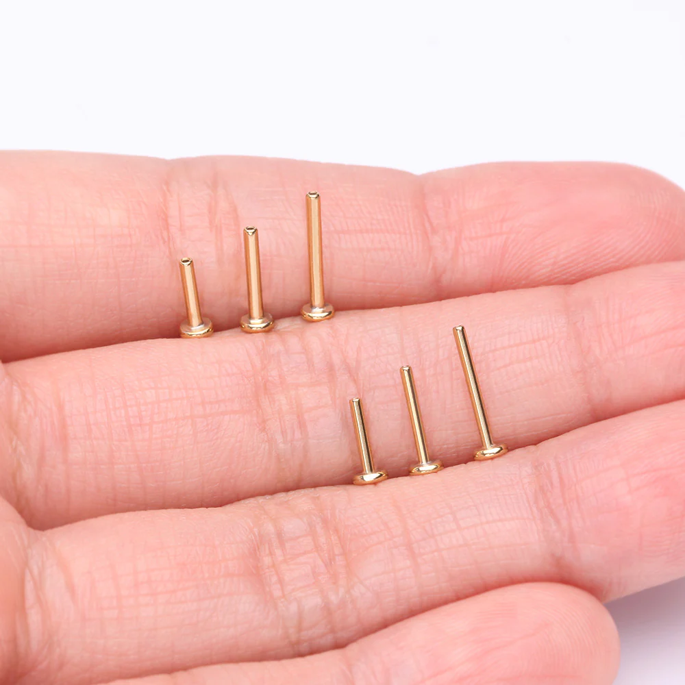 Pure24K Implant Grade Titanium OneFit Threadless Flat Back Stud Labret Bar Part - Image 4