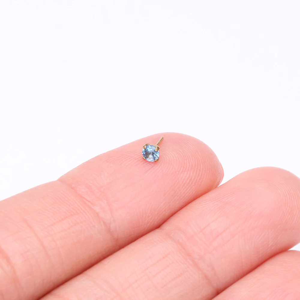 Pure24K Implant Grade Titanium OneFit Threadless Light Sapphire CZ Prong Set Birthstone Gem Top Part - Image 3