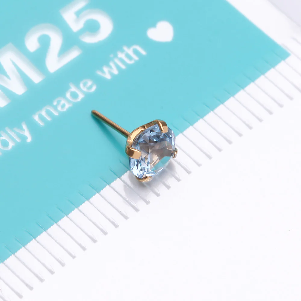 Pure24K Implant Grade Titanium OneFit Threadless Light Sapphire CZ Prong Set Birthstone Gem Top Part - Image 5