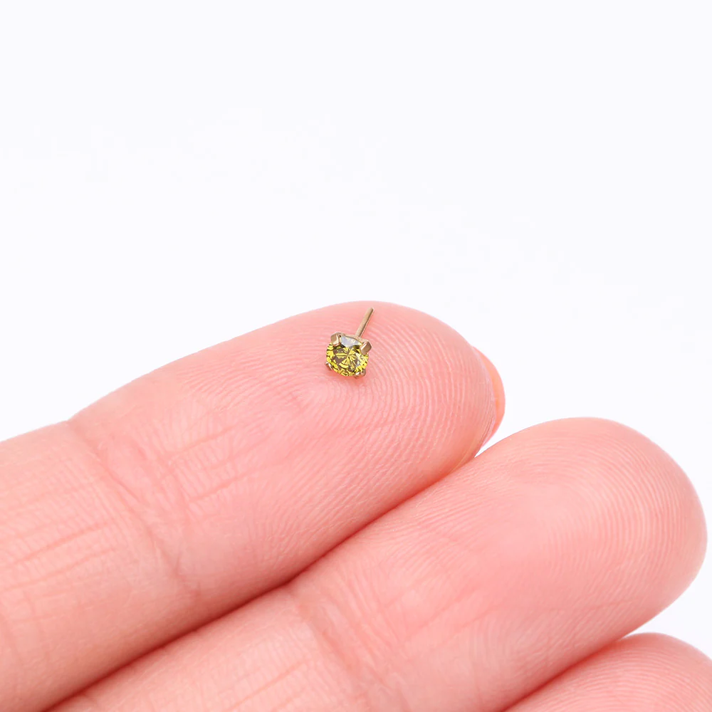 Pure24K Implant Grade Titanium OneFit Threadless Peridot CZ Prong Set Birthstone Gem Top Part - Image 3
