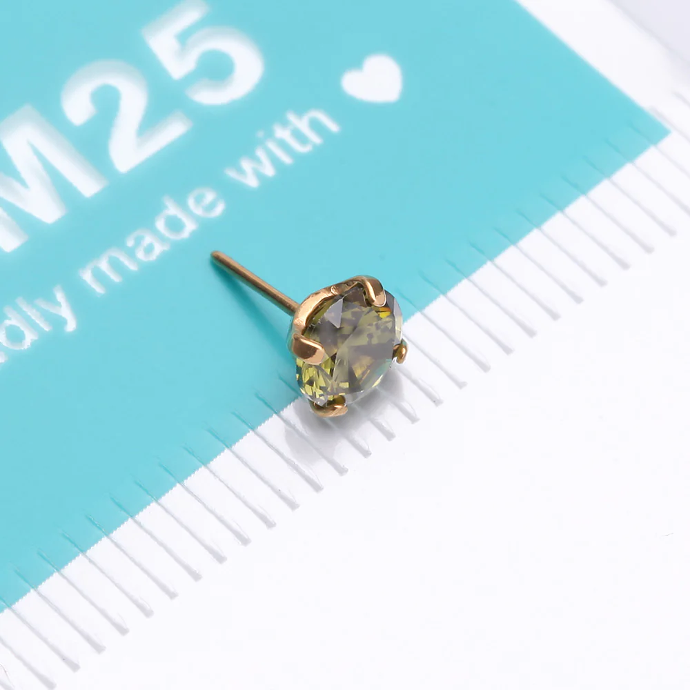 Pure24K Implant Grade Titanium OneFit Threadless Peridot CZ Prong Set Birthstone Gem Top Part - Image 5