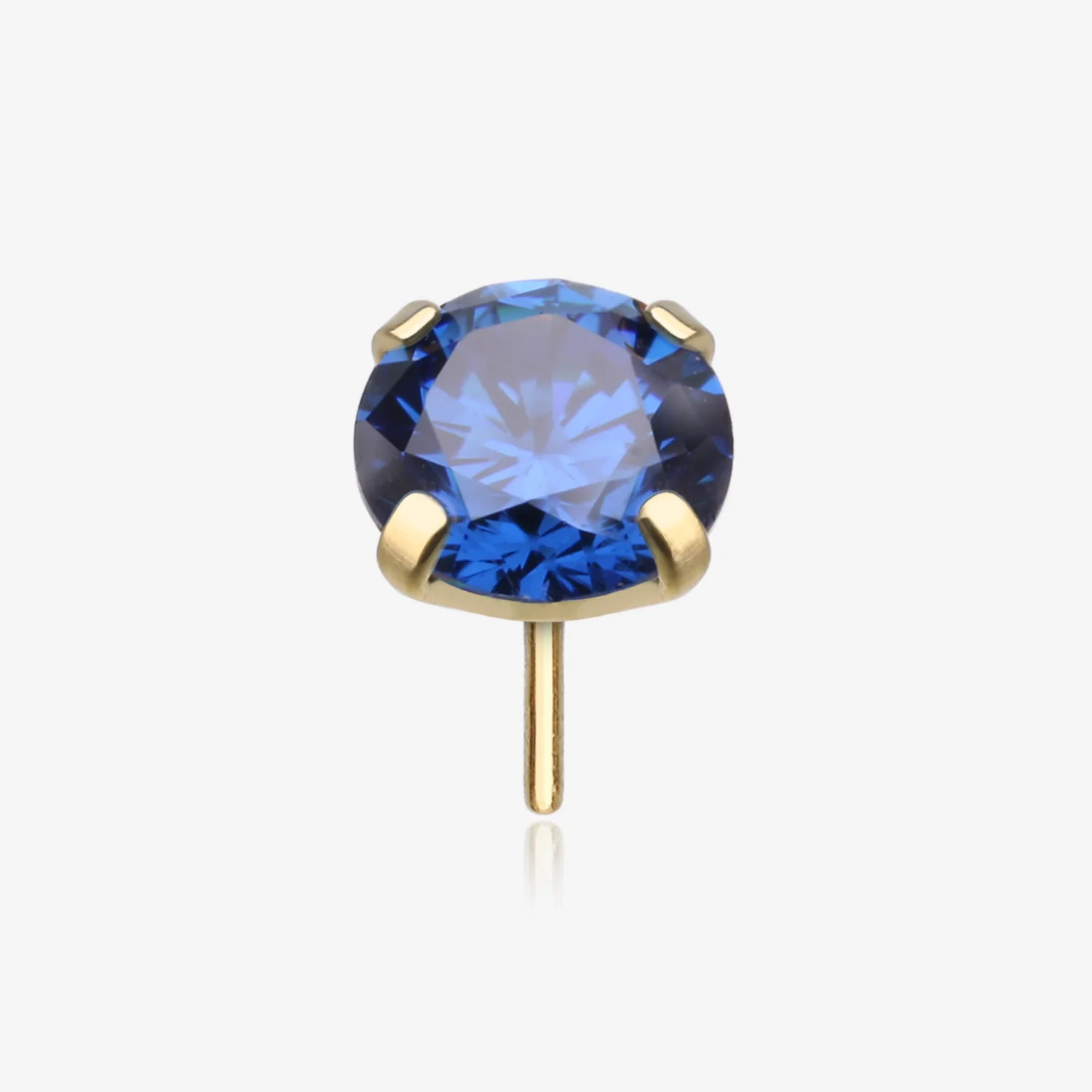 Pure24K Implant Grade Titanium OneFit Threadless Sapphire CZ Prong Set Birthstone Gem Top Part