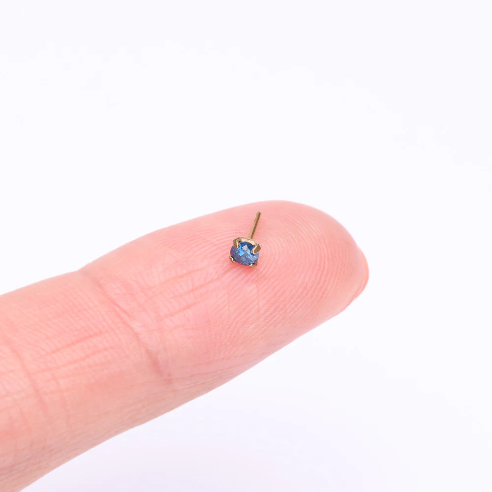 Pure24K Implant Grade Titanium OneFit Threadless Sapphire CZ Prong Set Birthstone Gem Top Part - Image 3