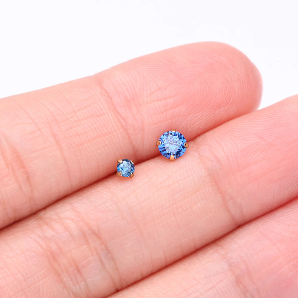 Pure24K Implant Grade Titanium OneFit Threadless Sapphire CZ Prong Set Birthstone Gem Top Part - Image 4