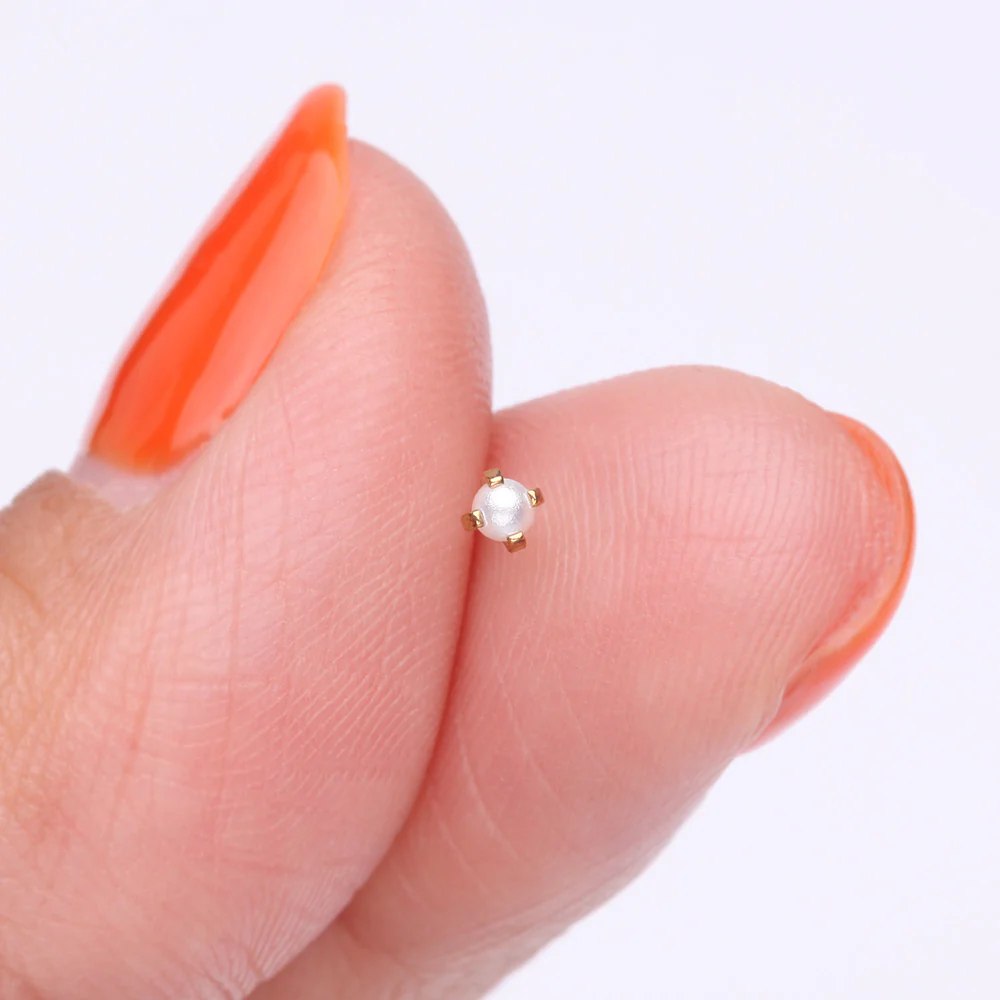 Pure24K Implant Grade Titanium OneFit Threadless Swarovski Pearl Top Part - Image 3