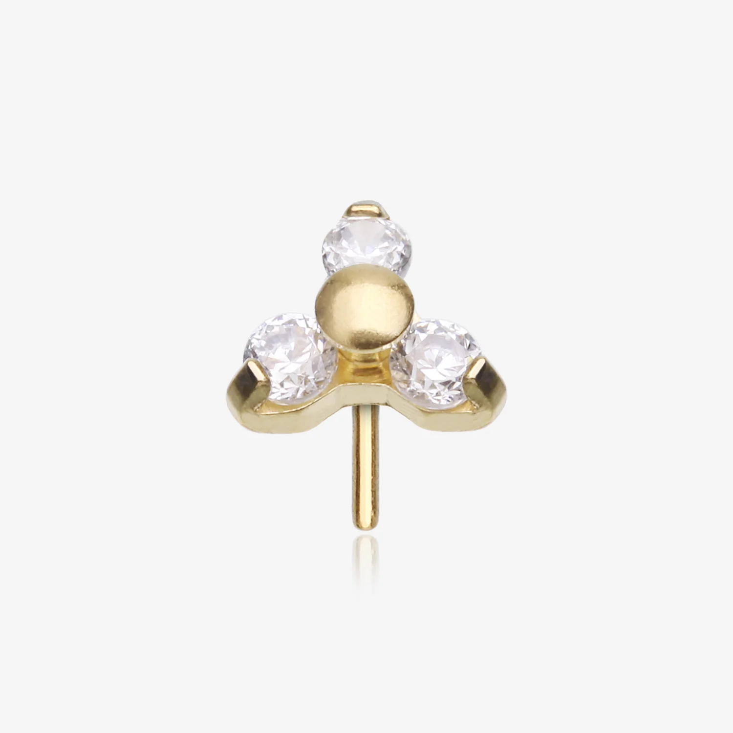 Pure24K Implant Grade Titanium OneFit Threadless Trinity Sparkle Prong Set Top Part