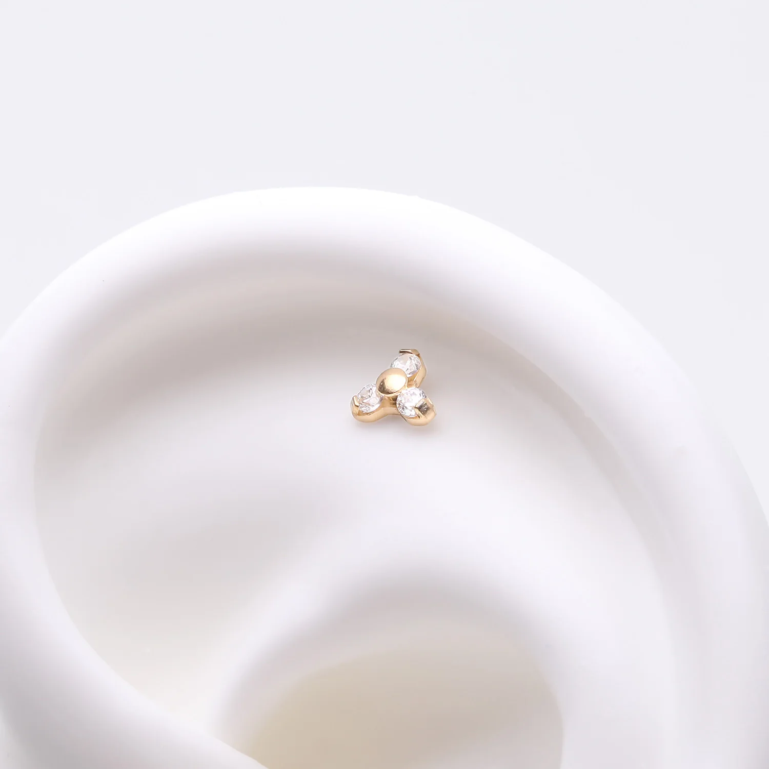 Pure24K Implant Grade Titanium OneFit Threadless Trinity Sparkle Prong Set Top Part - Image 2