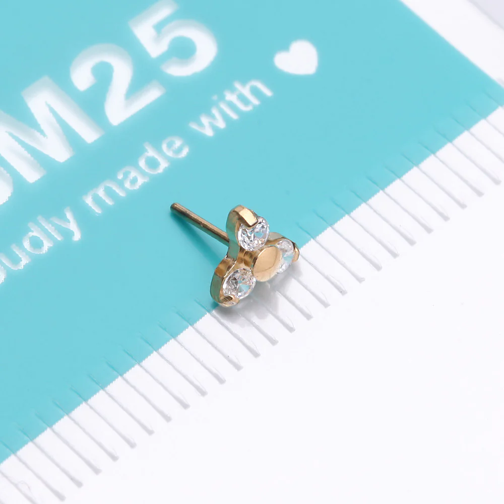 Pure24K Implant Grade Titanium OneFit Threadless Trinity Sparkle Prong Set Top Part - Image 5