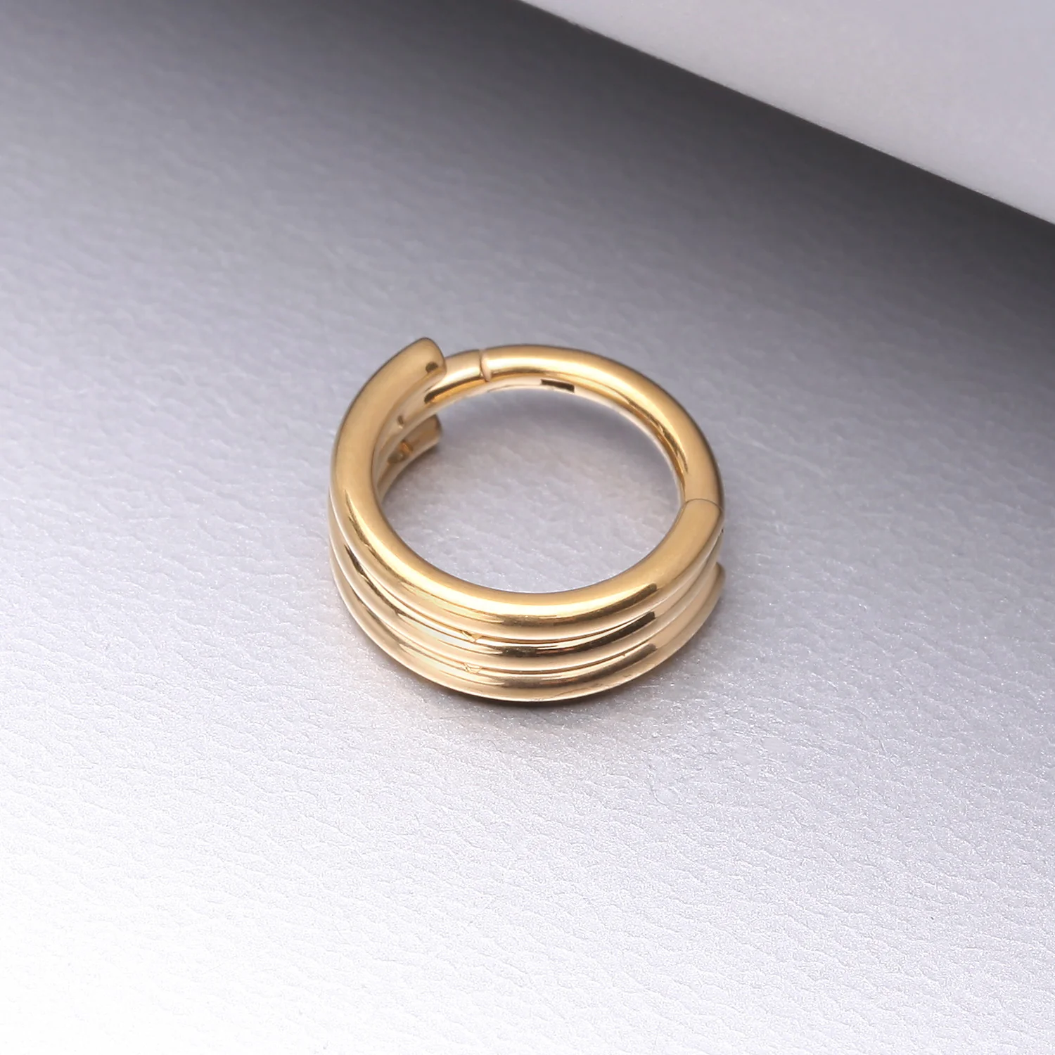 Pure24K Implant Grade Titanium Triple Stack Seamless Clicker Hoop Ring - Image 2