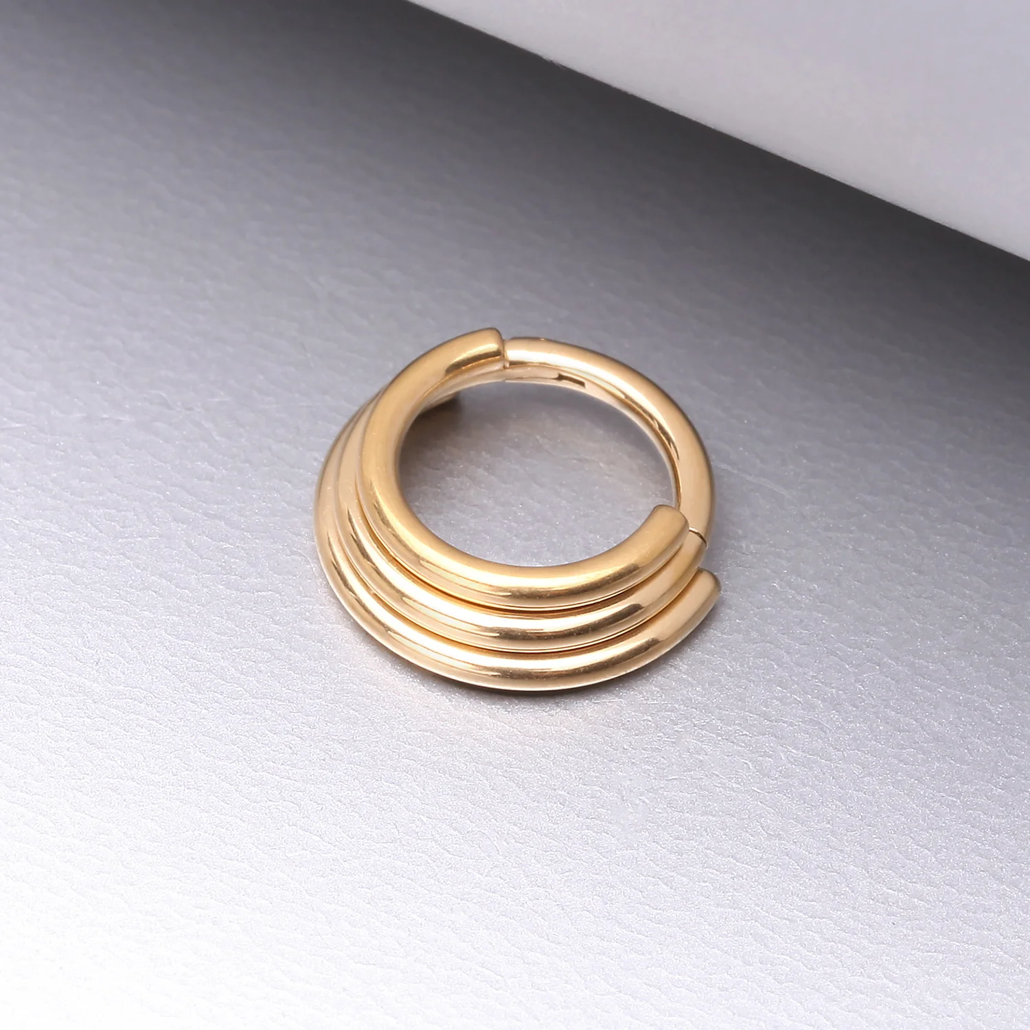 Pure24K Implant Grade Titanium Triple Stacked Seamless Clicker Hoop Ring - Image 2