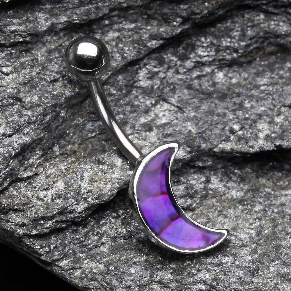 Purple Daze Crescent Moon Belly Button Ring - Image 3