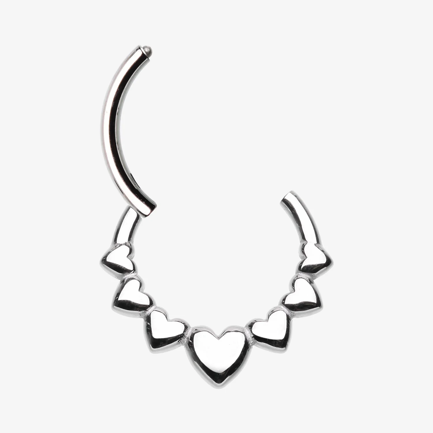 Queen of Hearts Steel Seamless Clicker Hoop Ring - Image 2