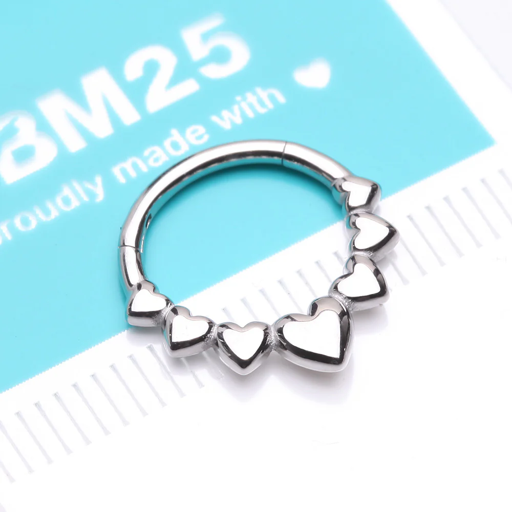 Queen of Hearts Steel Seamless Clicker Hoop Ring - Image 4