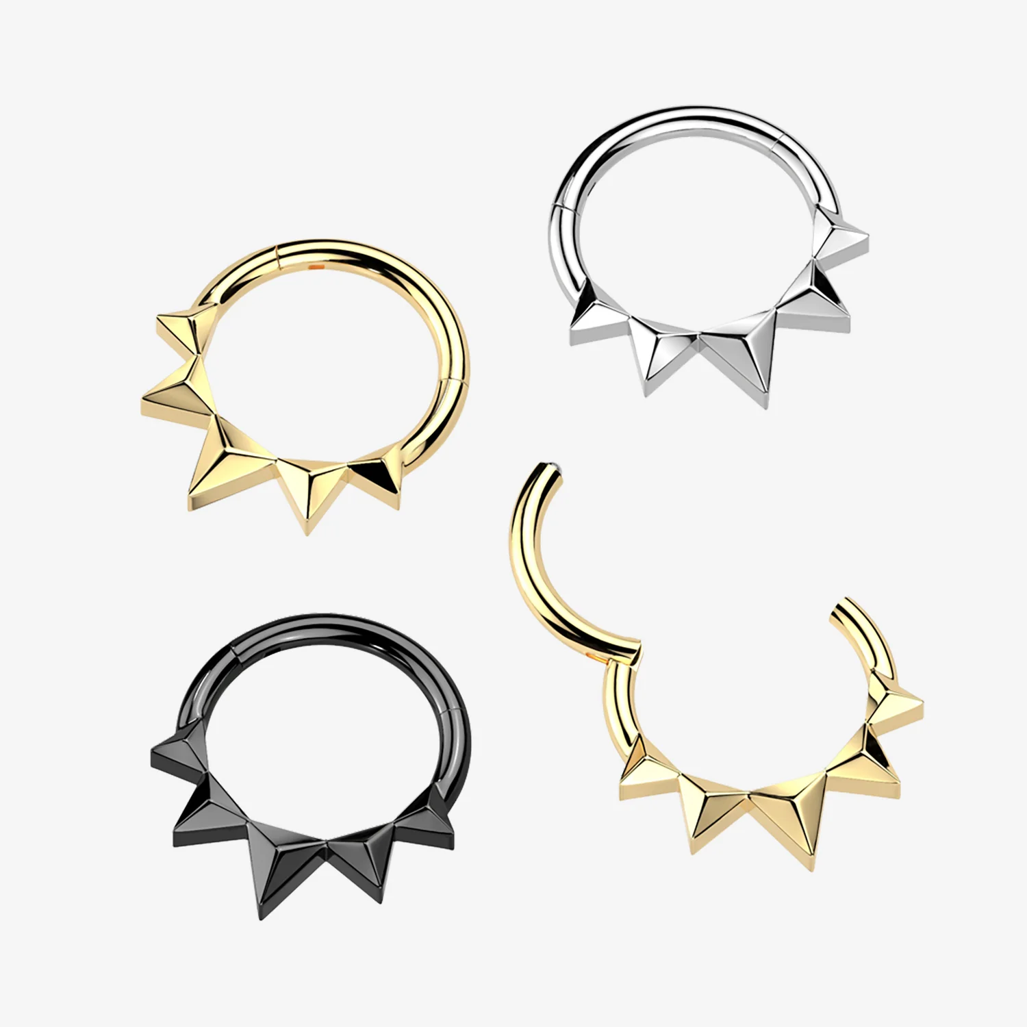 Quinta Triangle Prism Spike Clicker Hoop Ring - Image 2