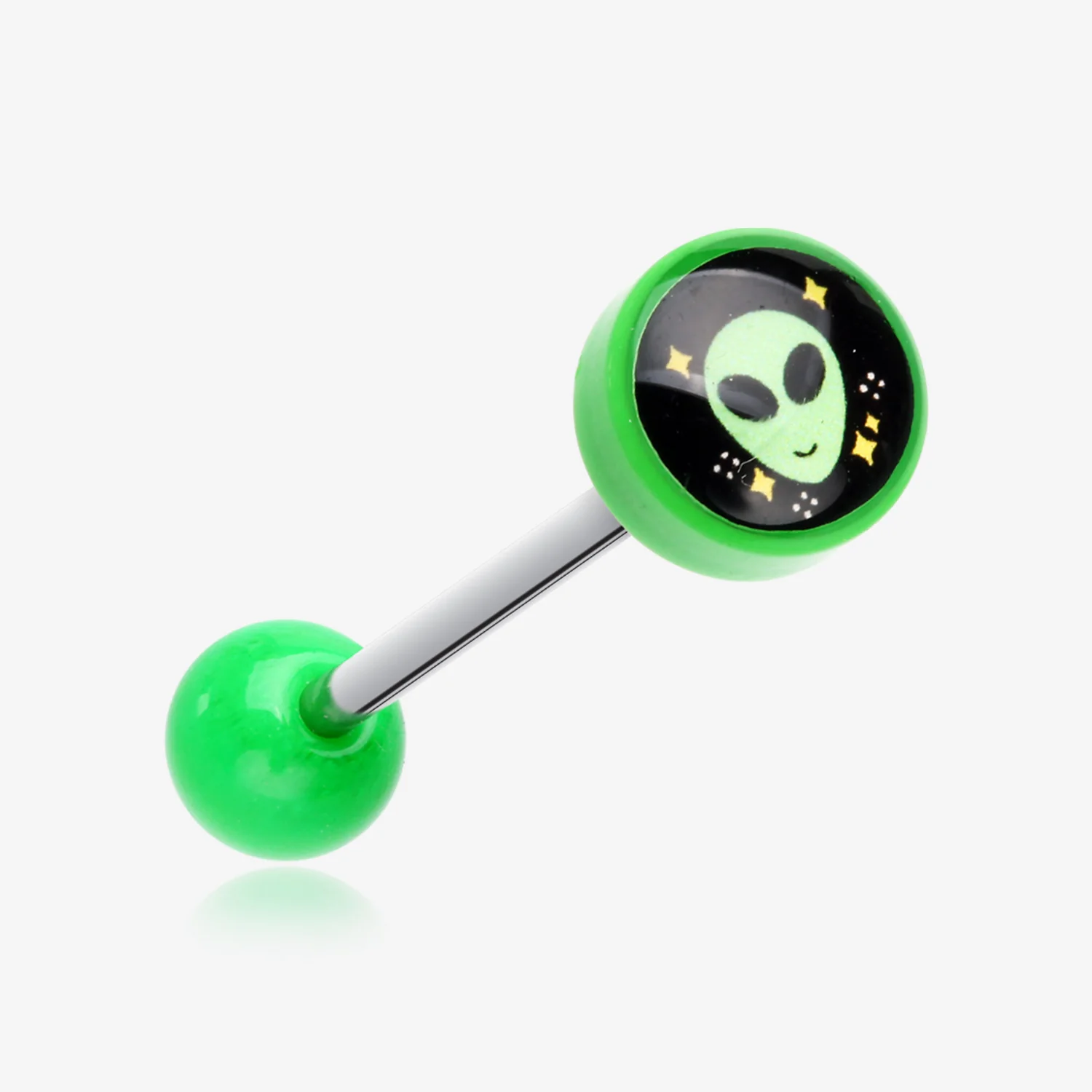 Retro Alien Icon Top Acrylic Barbell Tongue Ring