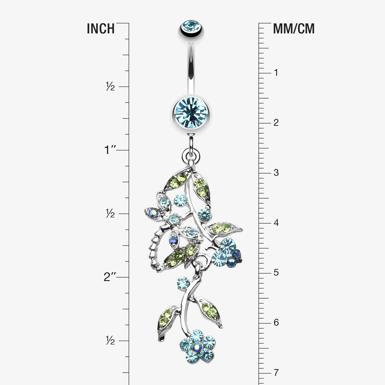 Romantic Vines with Flowers Belly Button Rings - Image 2