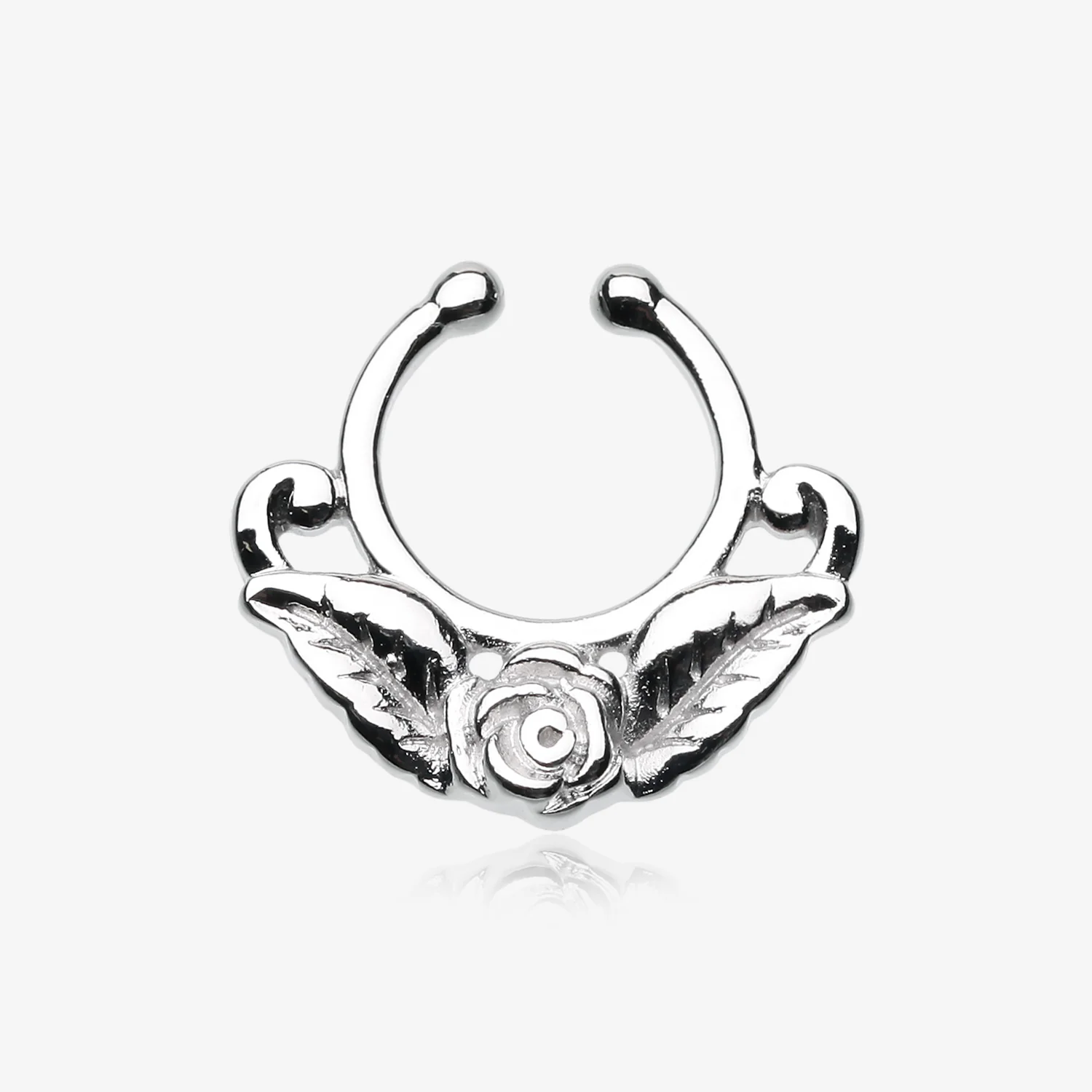 Rose Blossom Filigree Fake Septum Clip-On Ring