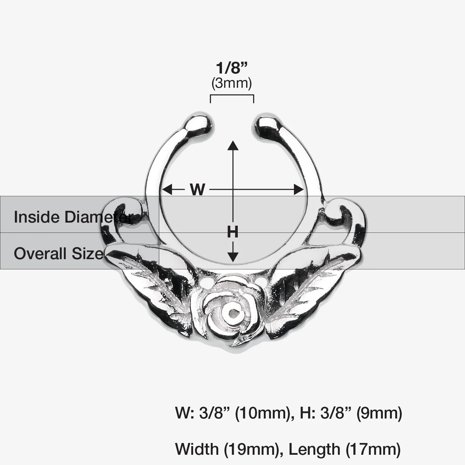 Rose Blossom Filigree Fake Septum Clip-On Ring - Image 2