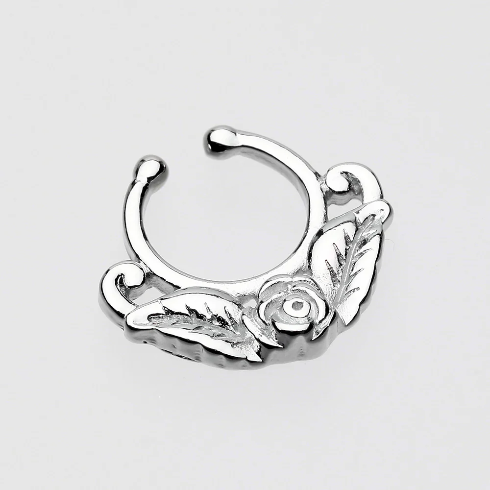 Rose Blossom Filigree Fake Septum Clip-On Ring - Image 3