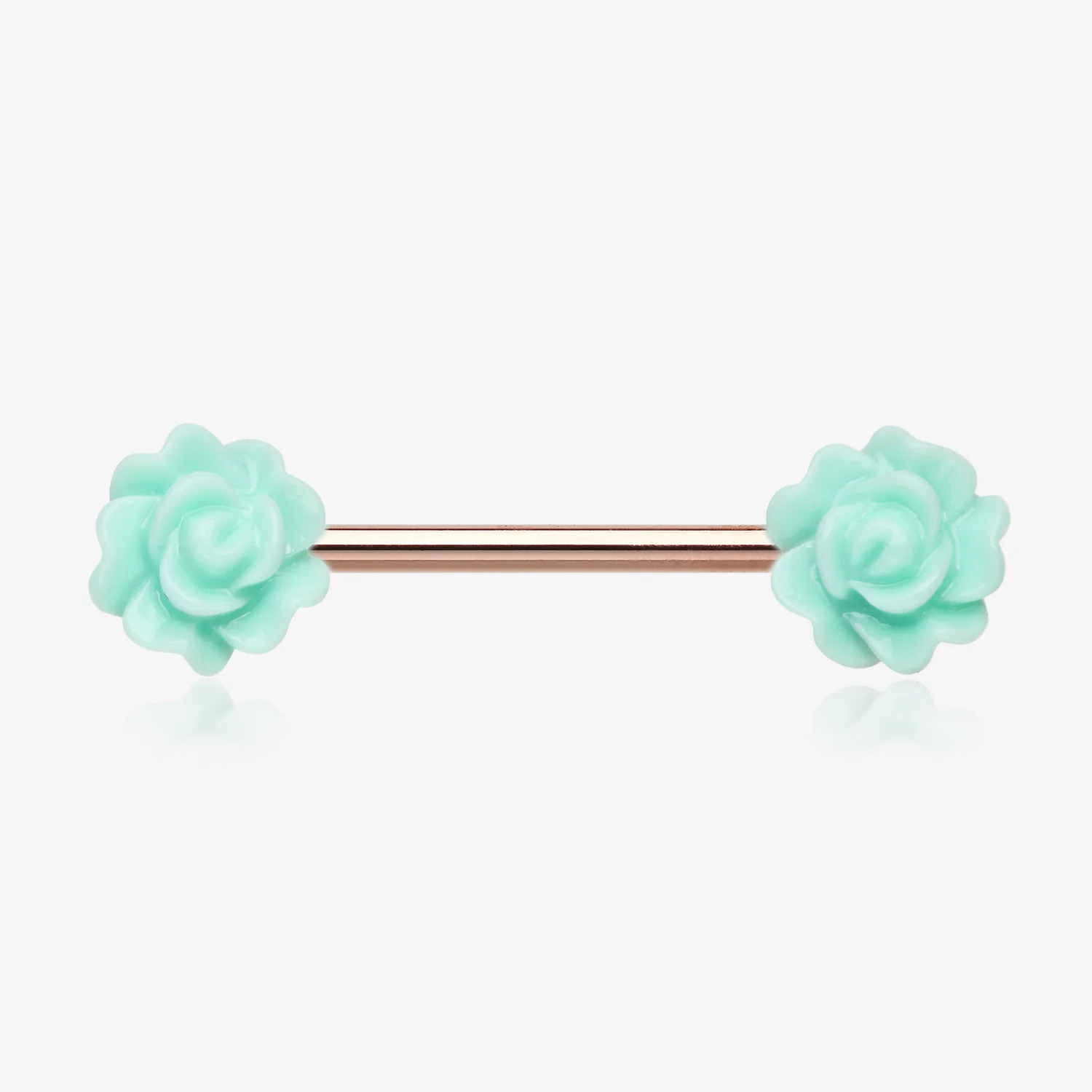 A Pair of Rose Gold Acrylic Rose Blossom Nipple Barbell Ring