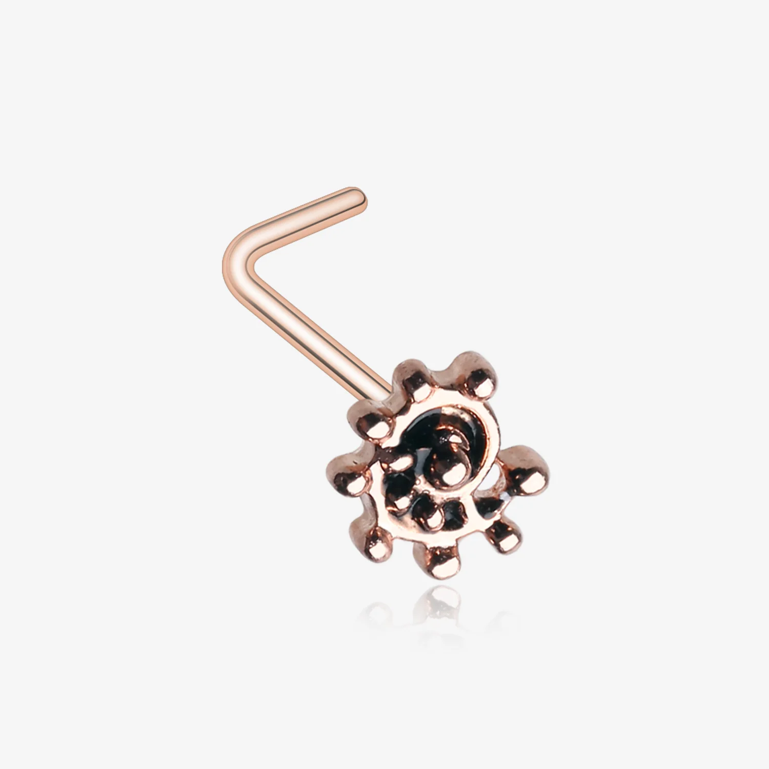 Rose Gold Ambro Swirl Filigree Icon L-Shaped Nose Ring