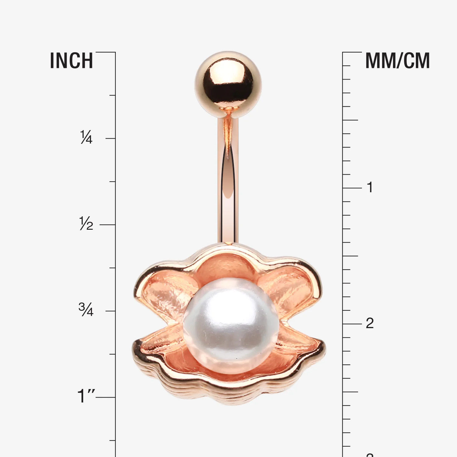 Rose Gold Ariel's Shell with Pearl Belly Button Ring - Image 2
