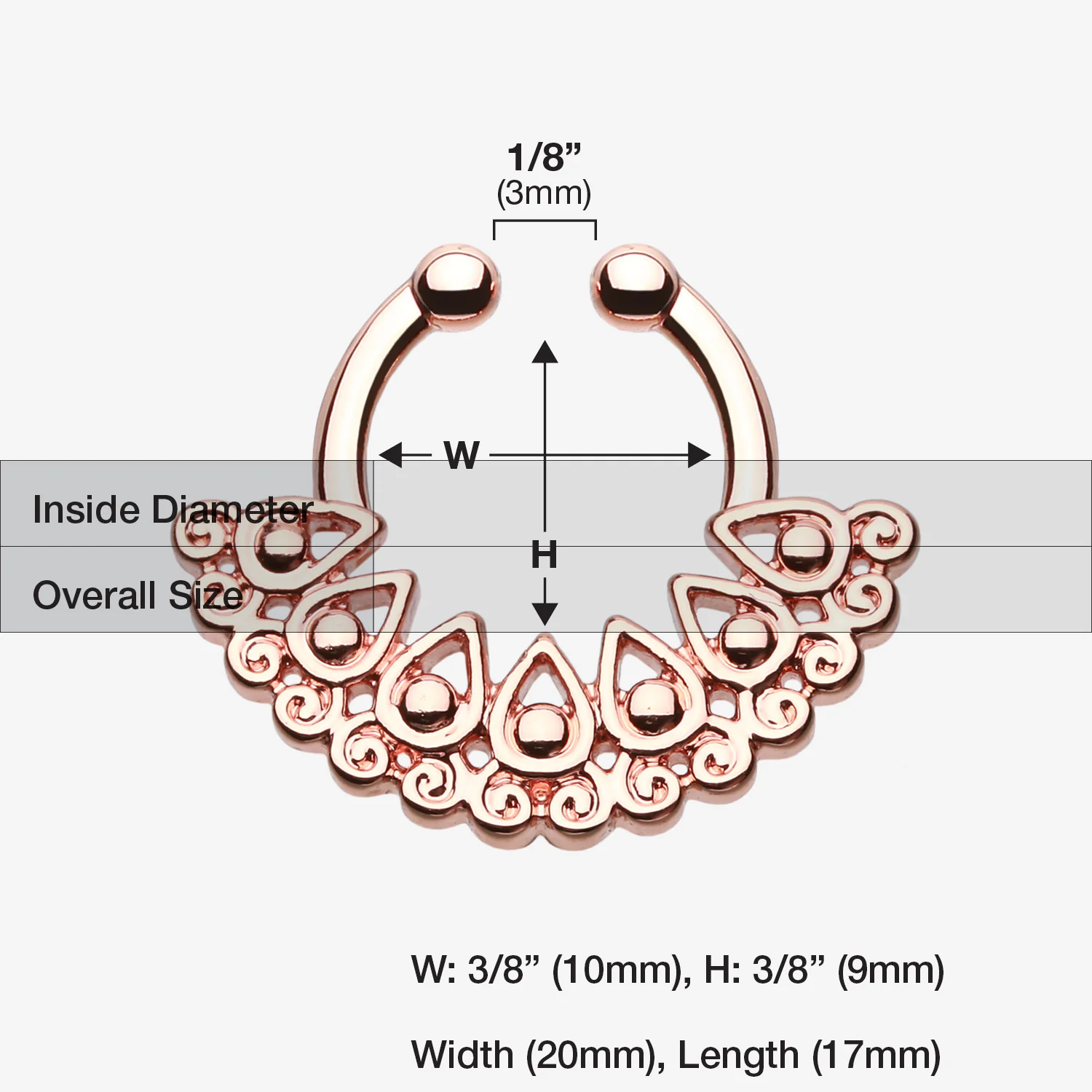 Rose Gold Arioso Filigree Fake Septum Clip-On Ring - Image 2