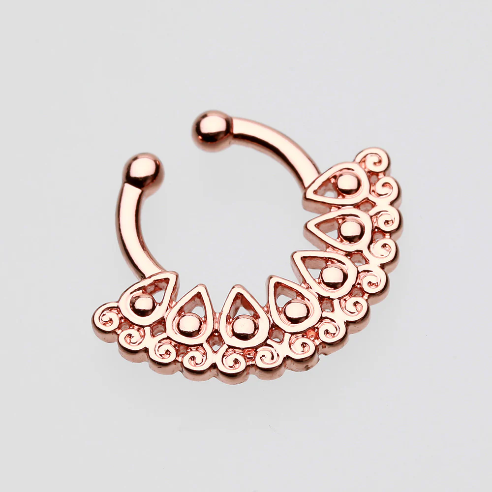 Rose Gold Arioso Filigree Fake Septum Clip-On Ring - Image 3