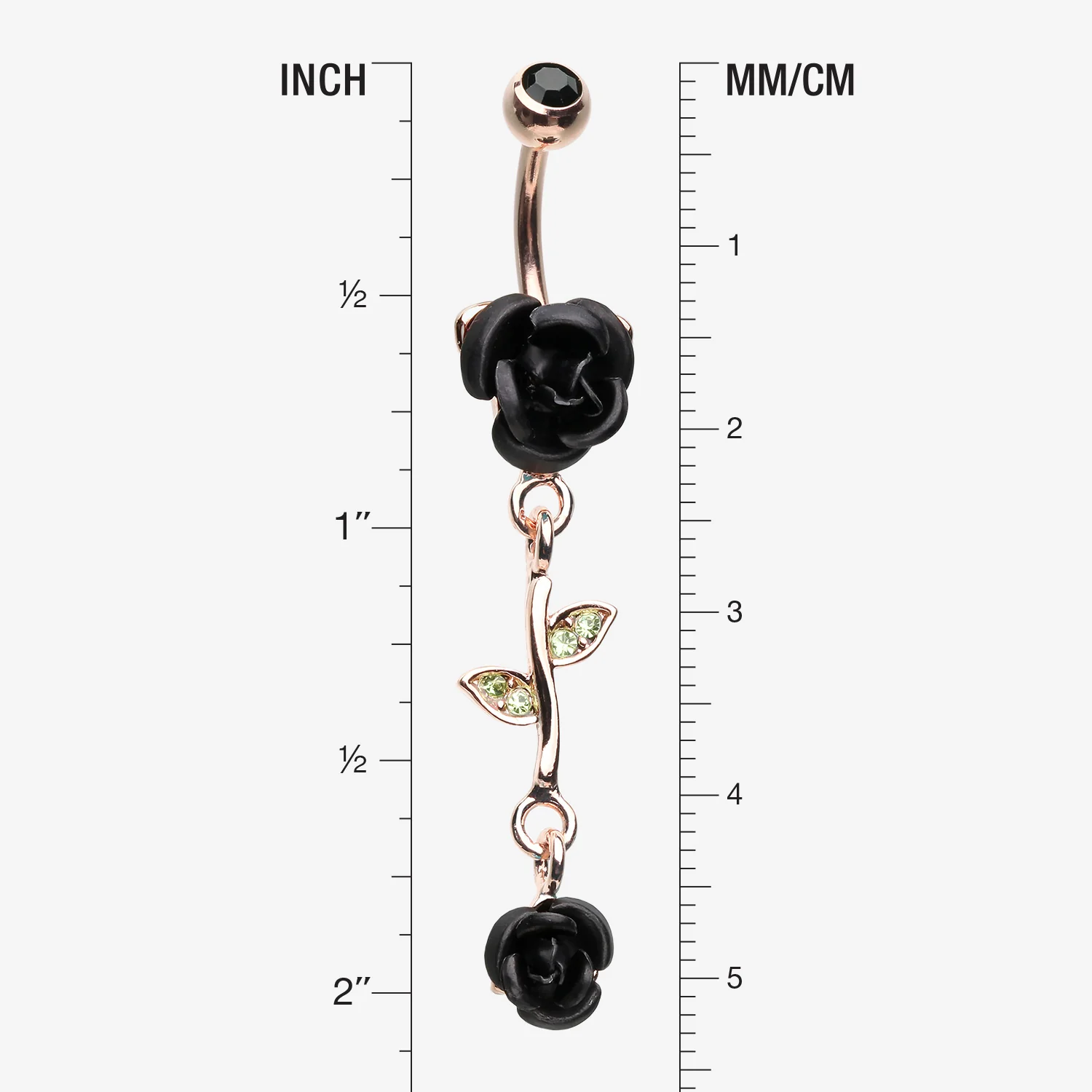 Rose Gold Bright Metal Rose Belly Button Ring - Image 2