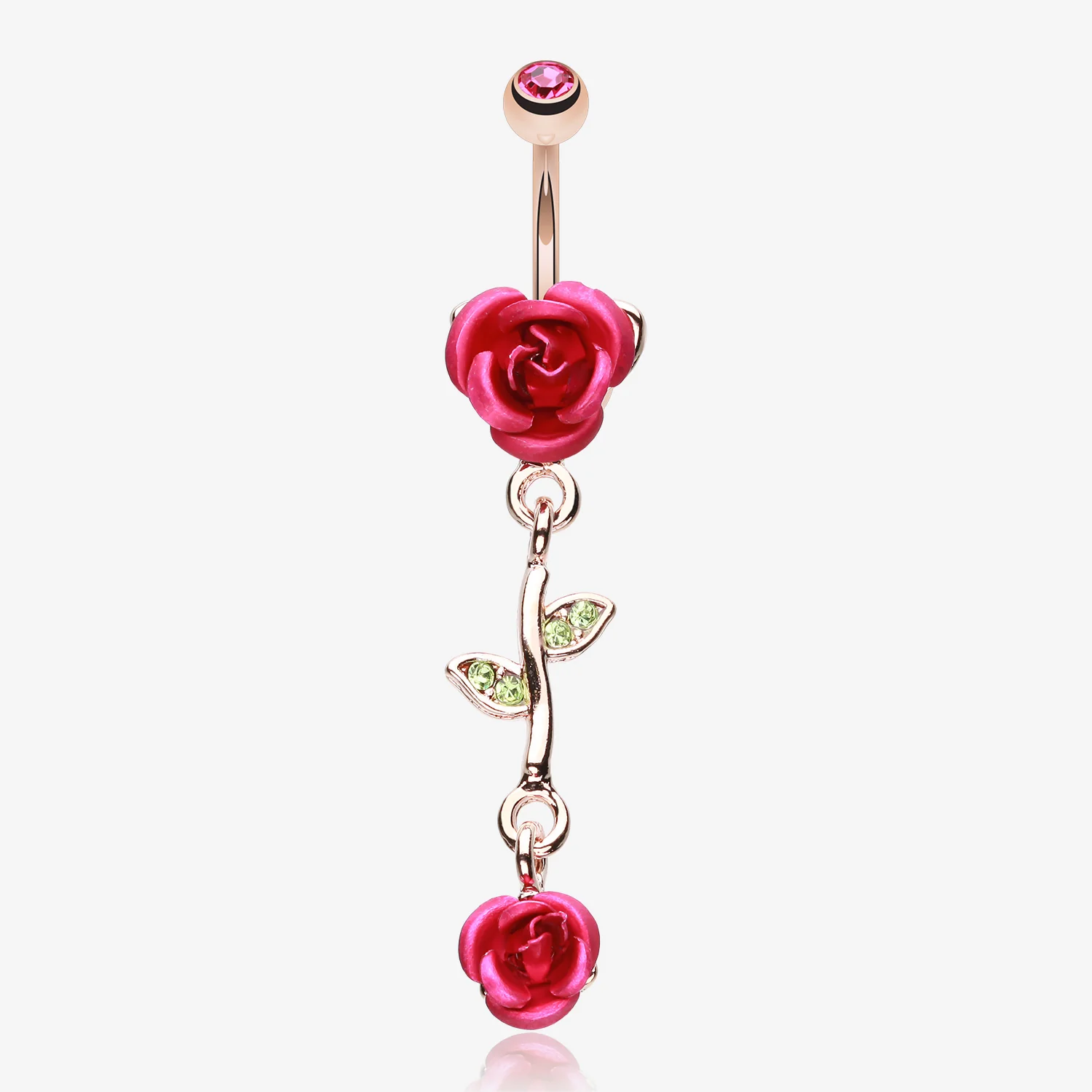 Rose Gold Bright Metal Rose Belly Button Ring