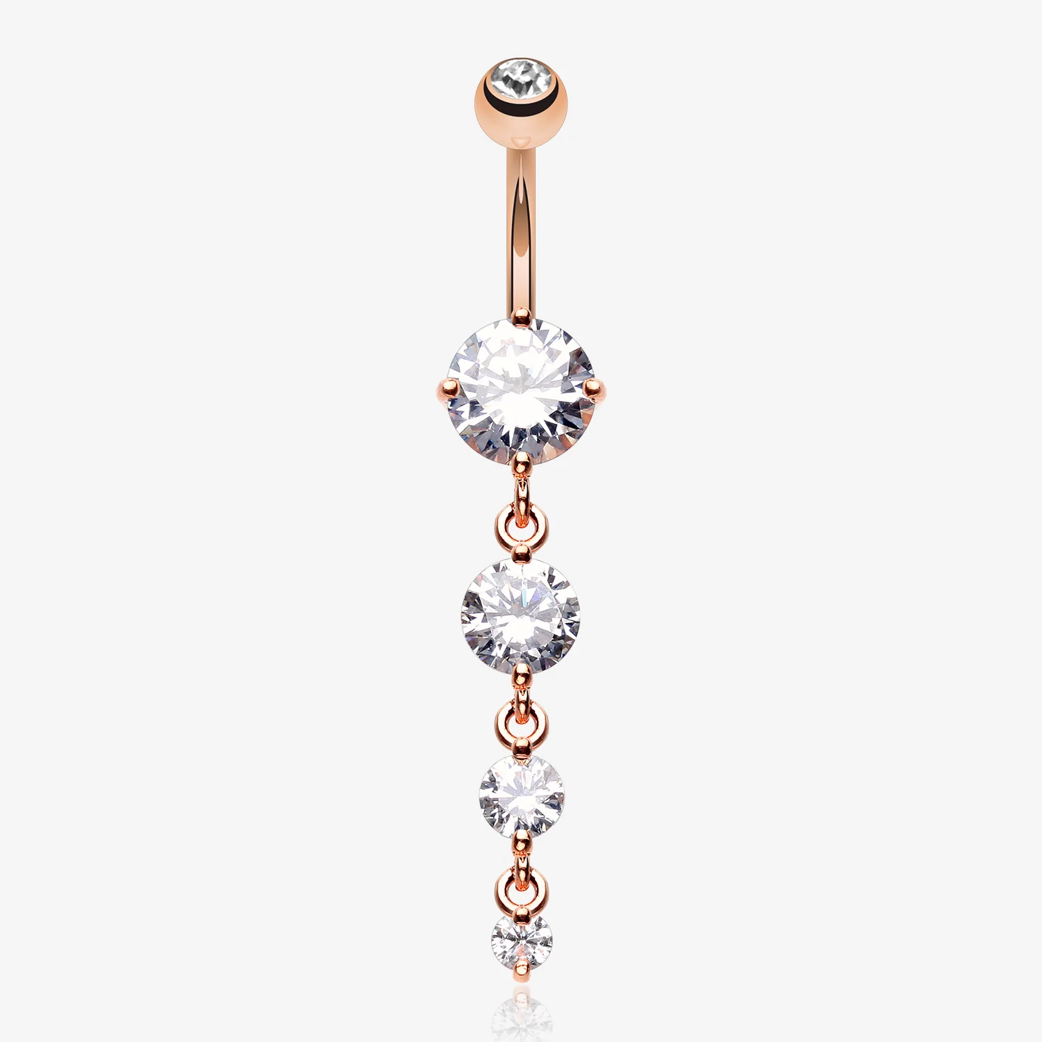 Rose Gold Brilliant Gem Cascade Belly Button Ring
