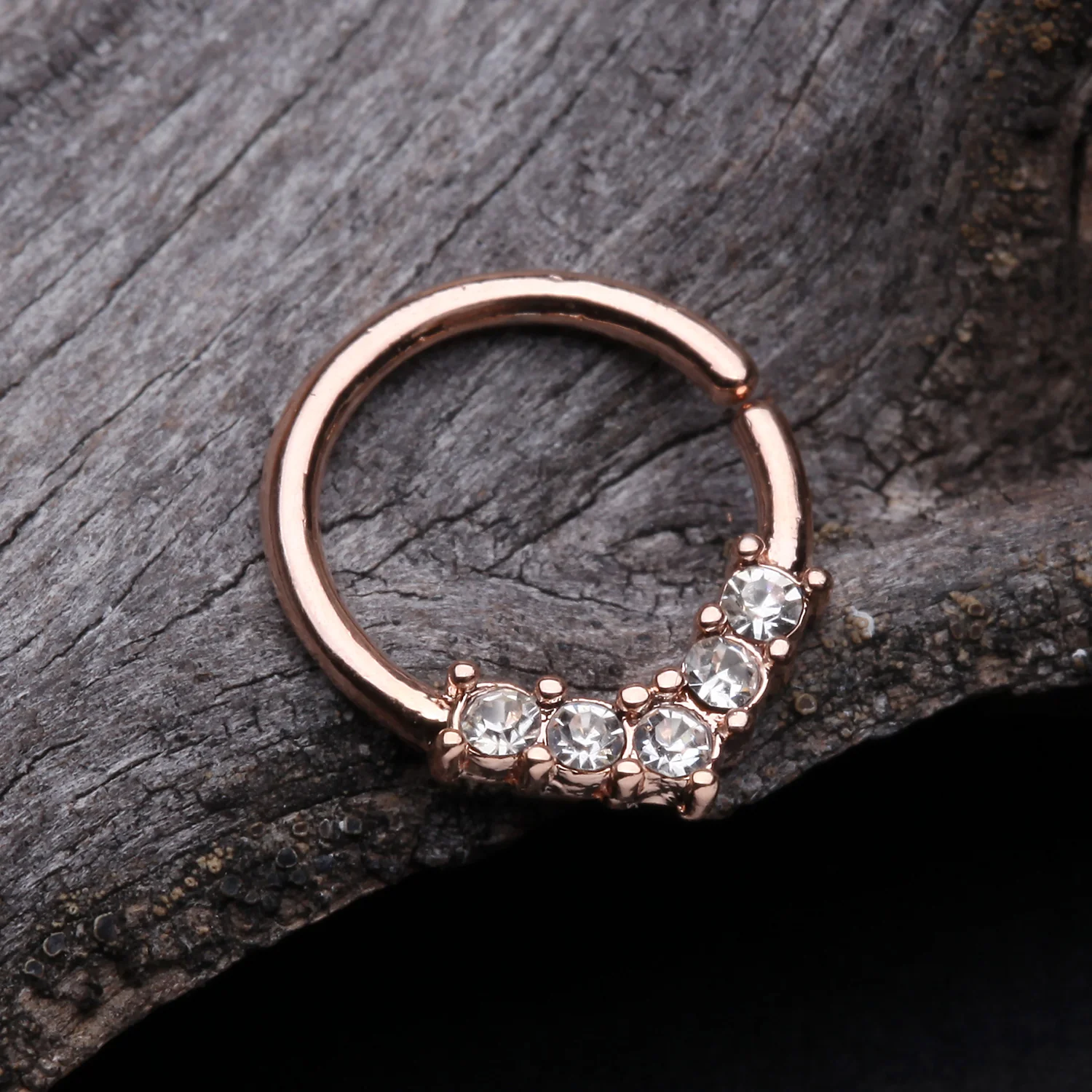 Rose Gold Brilliant Sparkle Chevron Bendable Hoop Ring - Image 2