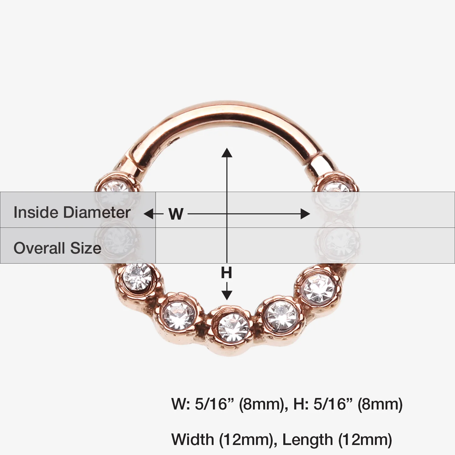 Rose Gold Bubble Glam Sparkles Seamless Clicker Hoop Ring - Image 2