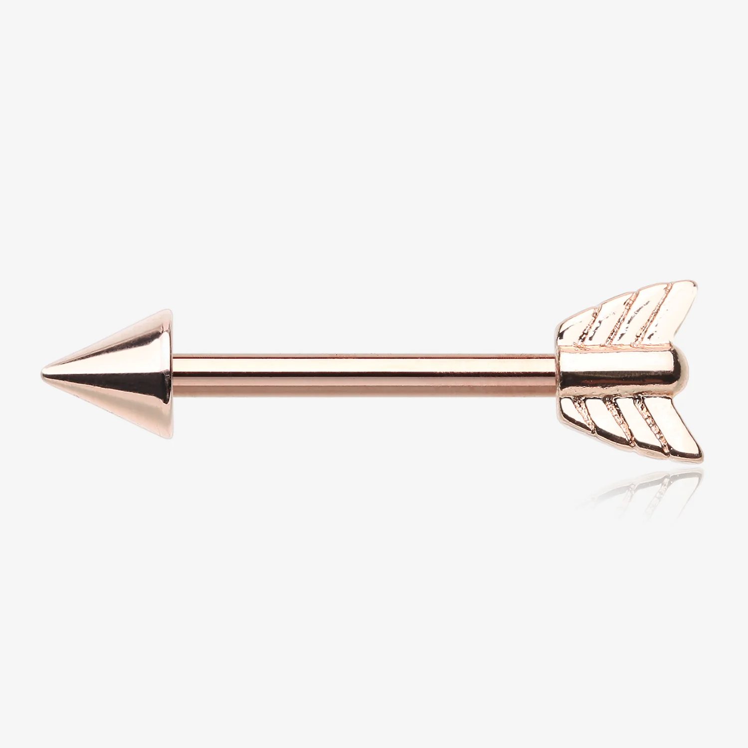 A Pair of Rose Gold Classic Arrow Nipple Barbell