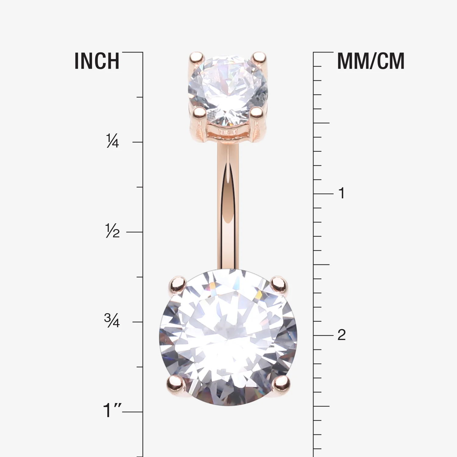 Rose Gold Classic Sparkle Gem Belly Button Ring - Image 2