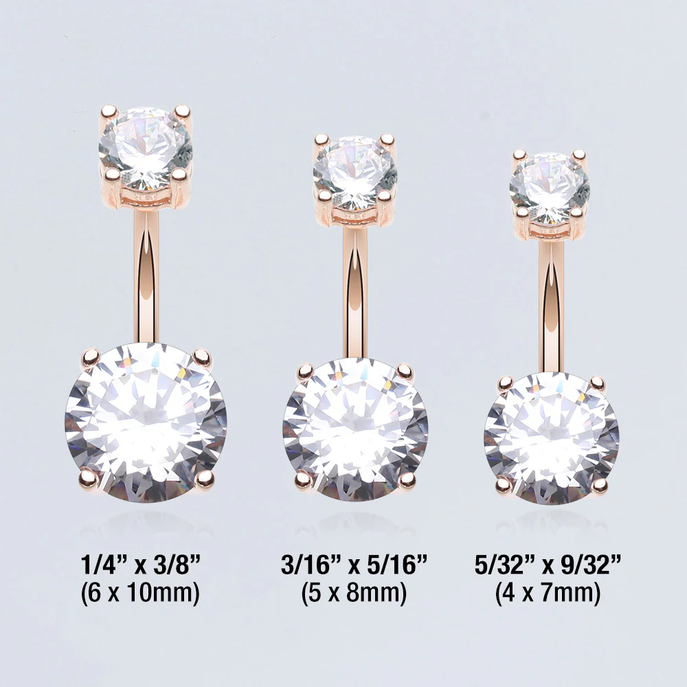 Rose Gold Classic Sparkle Gem Belly Button Ring - Image 4