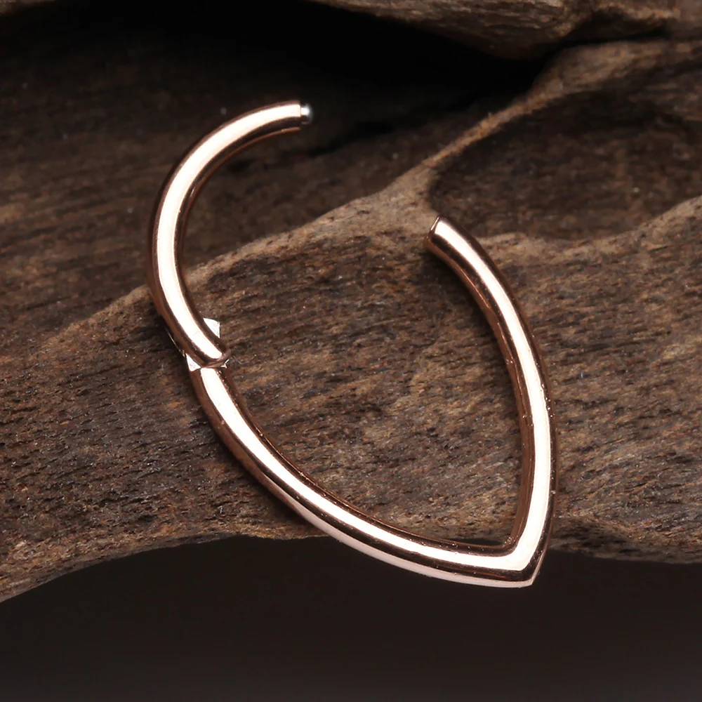 Rose Gold Classic Teardrop Seamless Clicker Hoop Ring - Image 4