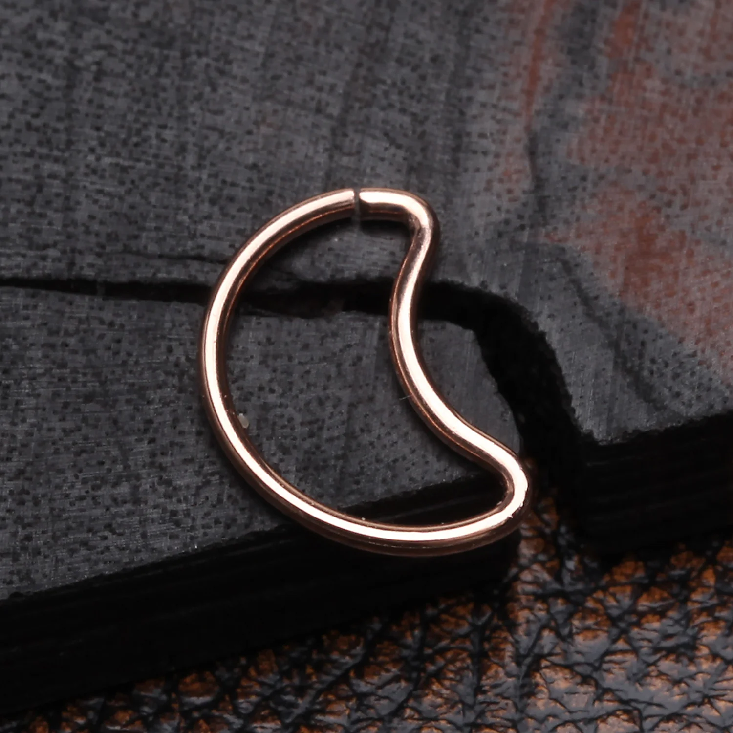 Rose Gold Crescent Moon Bendable Twist Hoop Ring - Image 2
