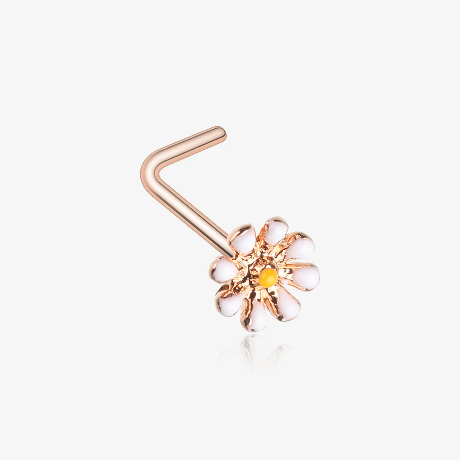 Rose Gold Dainty Adorable Daisy L-Shaped Nose Ring