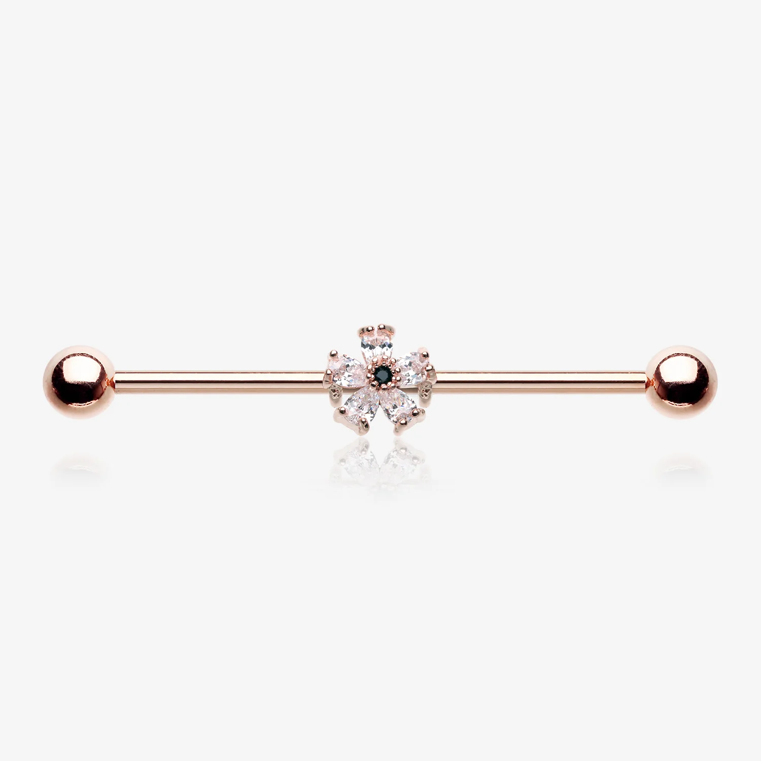 Rose Gold Dainty Flower Sparkle Dazzle Industrial Barbell