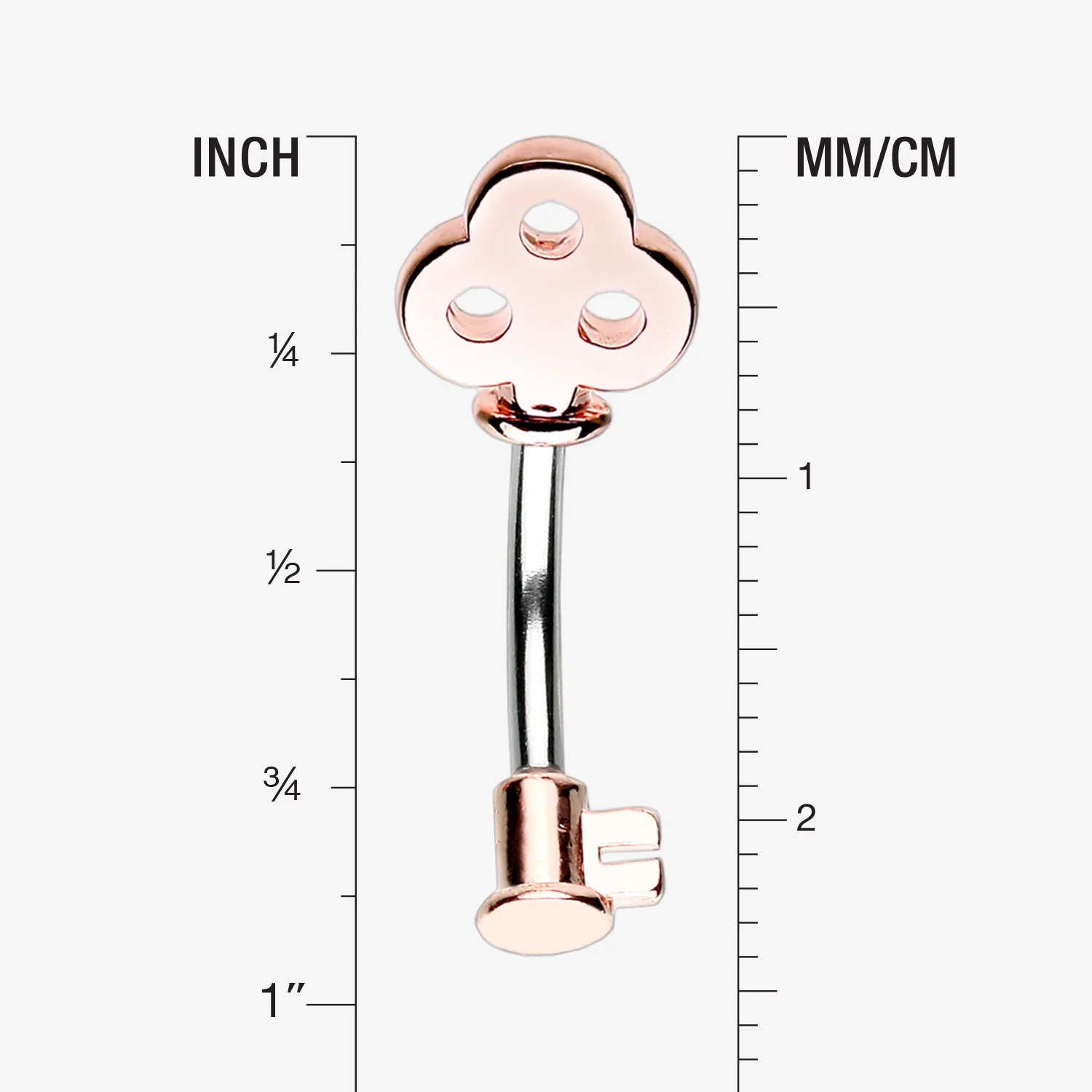 Rose Gold Dainty Princess Key Belly Button Ring - Image 2