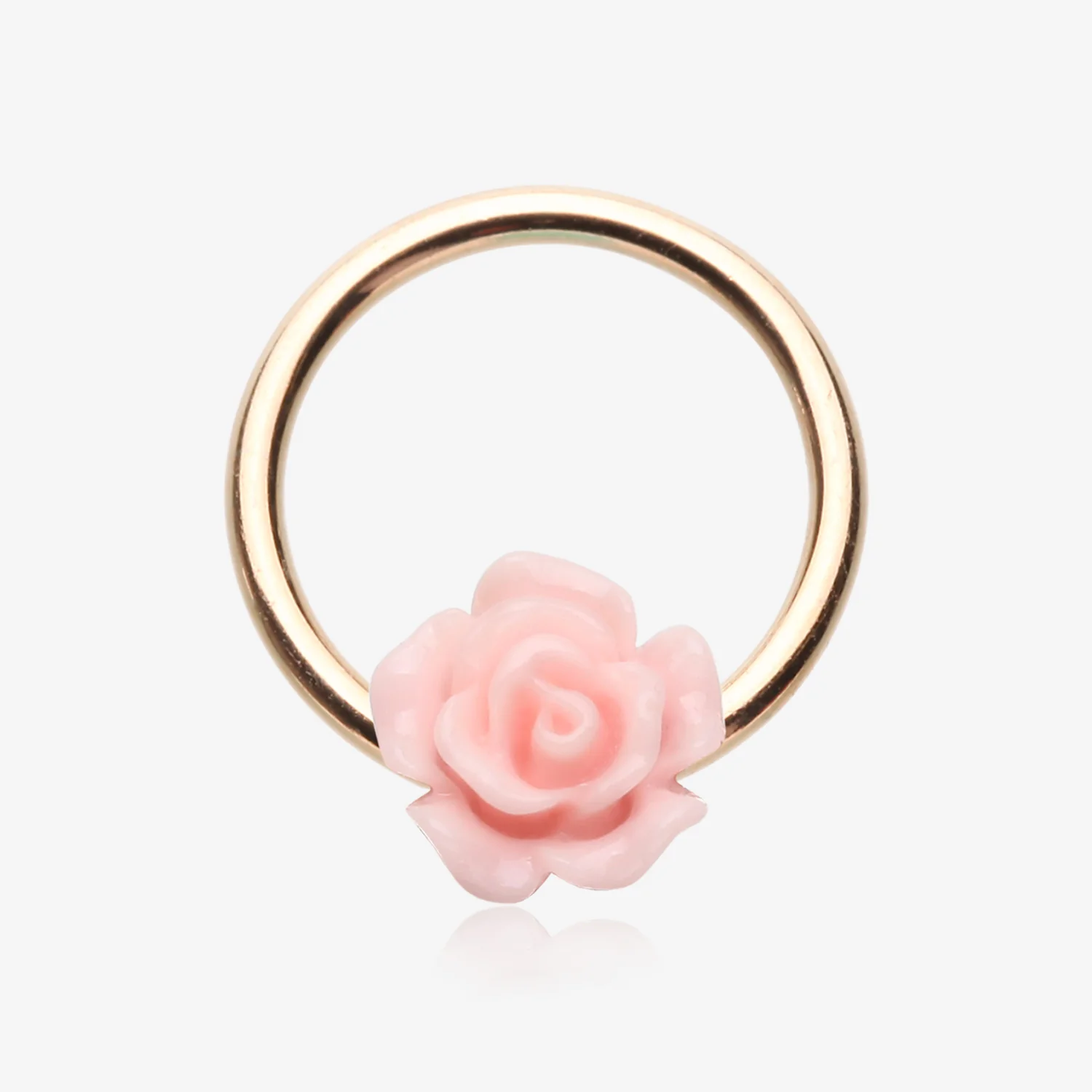 Rose Gold Dainty Rose Blossom Steel Captive Bead Ring