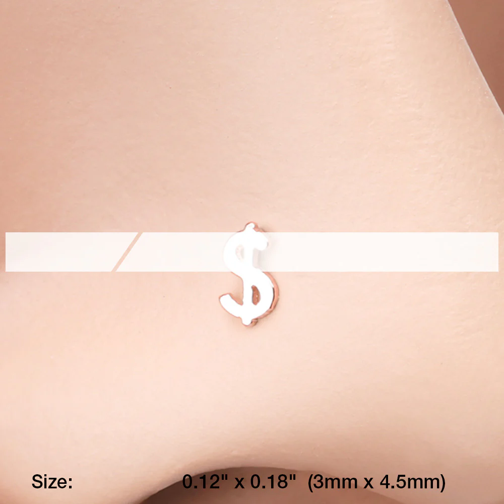 Rose Gold Dollar Money Sign Nose Stud Ring - Image 3