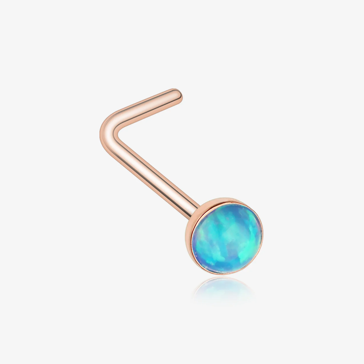 Rose Gold Fire Opal L-Shaped Nose Ring